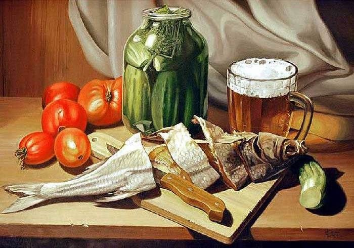 натюрморт с рыбой - оригинал