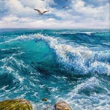 Схема вышивки «Чайки над волной»