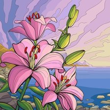 Схема вышивки «подушка лилии»