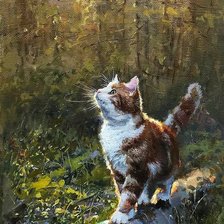 Схема вышивки «Котёнок с бабочкой. Александр Прокопенко»