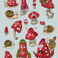 Схема вышивки «Мухоморы»