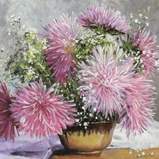 Схема вышивки «Астры в вазе»