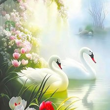 Схема вышивки «Лебеди»