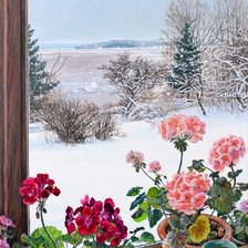 Схема вышивки «Герань на окне»