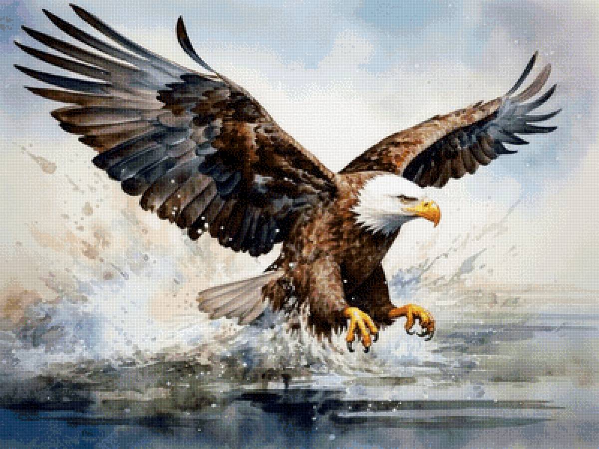 Белоголовый орлан. Акварель - художники - предпросмотр