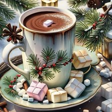 Схема вышивки «новогодняя чашка кофе»