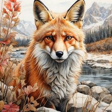 Лиса. Акварель