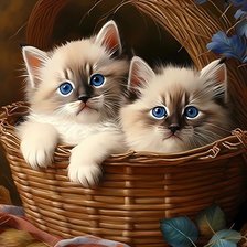 Схема вышивки «котята в корзине»