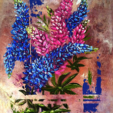 Схема вышивки «Люпины, картина маслом»