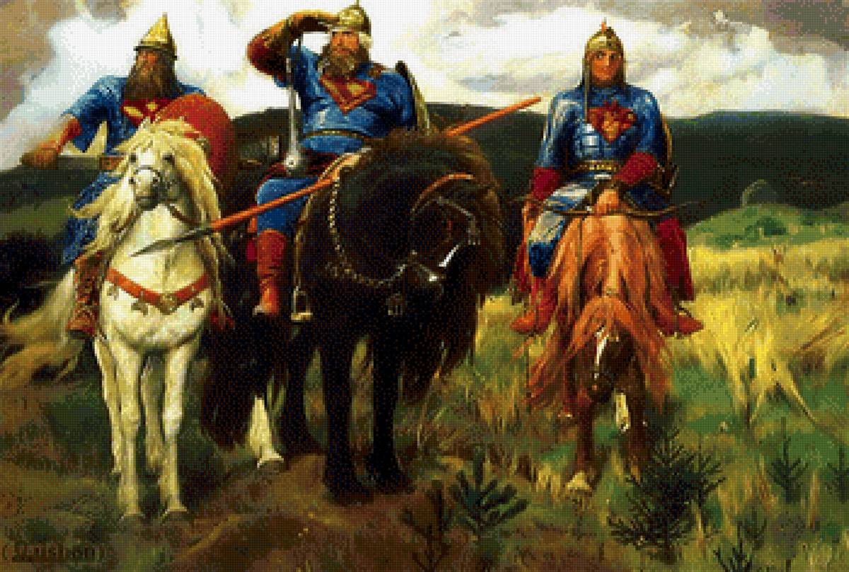 три богатыря - кони, люди - предпросмотр