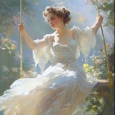 Схема вышивки «Девушка на качелях»