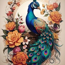 Схема вышивки «павлин»