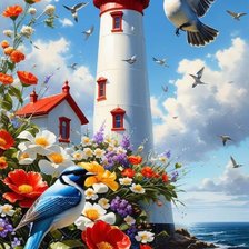 Схема вышивки «Маяк море»