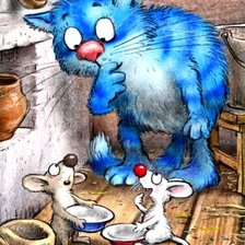 Схема вышивки «Котик с мышками»