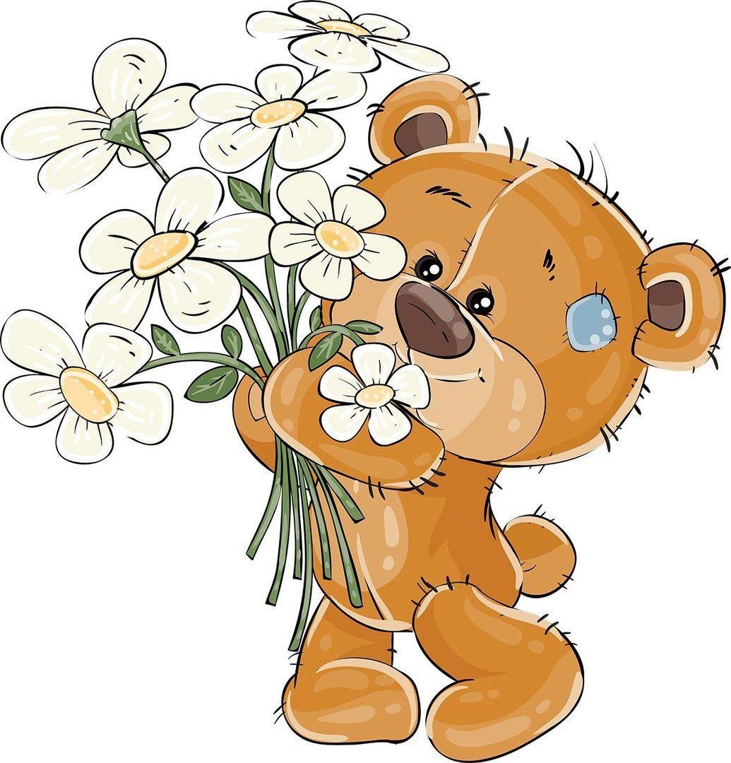 Мишка с ромашками - оригинал