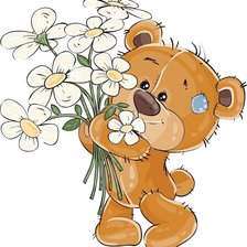Схема вышивки «Мишка с ромашками»