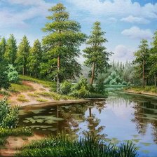 Схема вышивки «Речка в лесу»