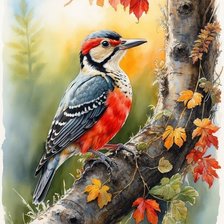 Схема вышивки «Дятел»