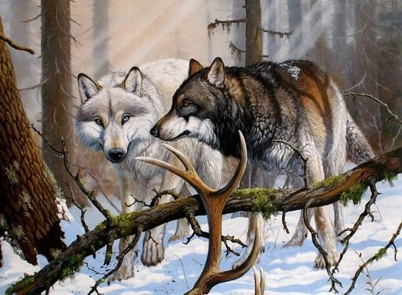 Волки - художники - оригинал
