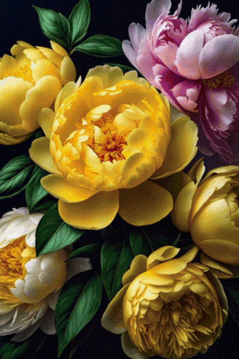 Желтые пионы - цветы - предпросмотр