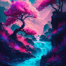 Схема вышивки «сакура водопад»