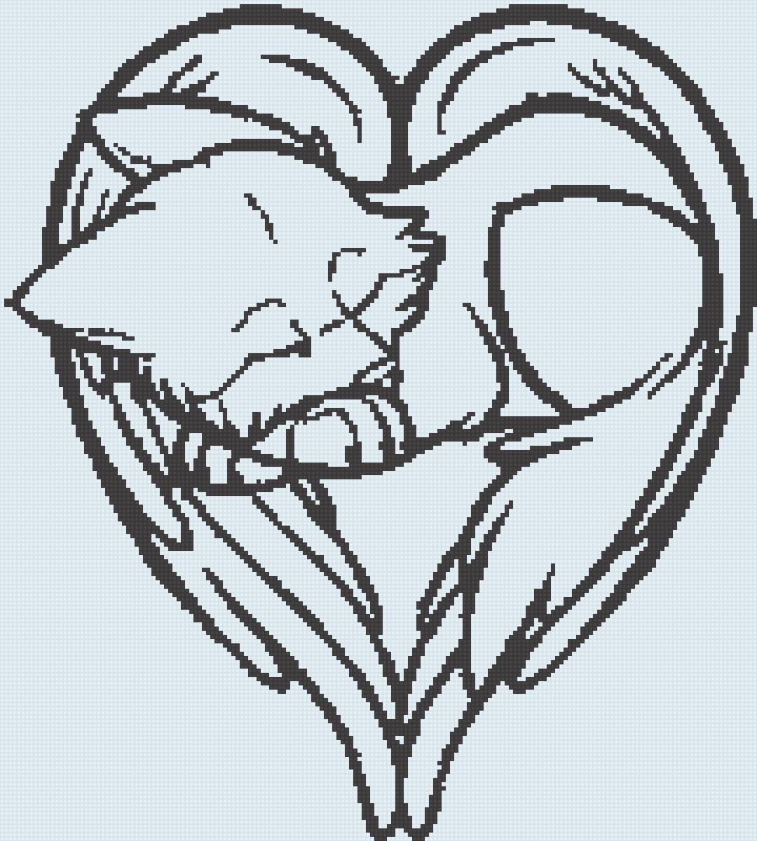 ангел лис - монохром, лис - предпросмотр