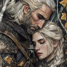 Схема вышивки «Ведьмак и Цири»