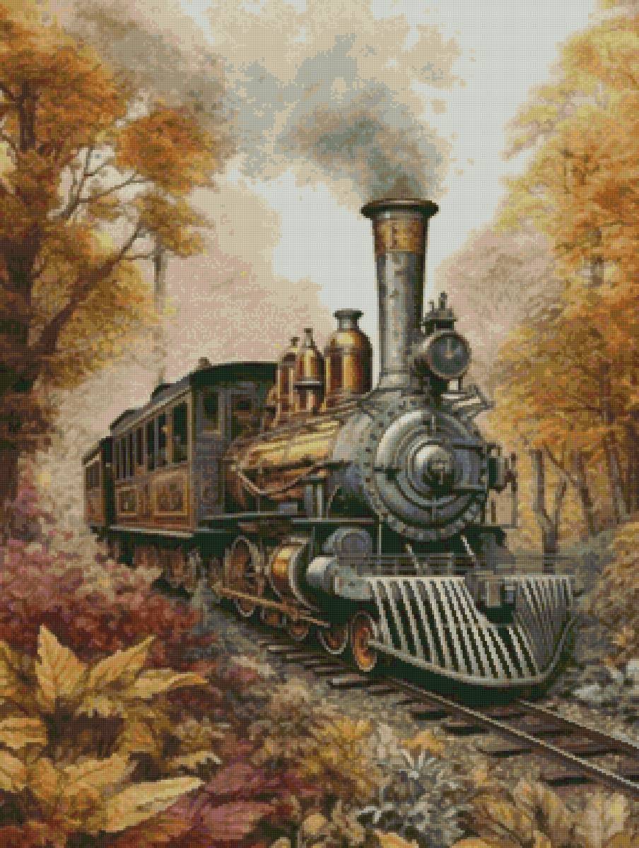 Ретро-паровоз - осень, техника - предпросмотр