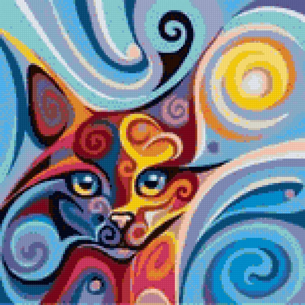 кошка14 - котенок, живопись, кухня, картина, животные, кошка, кот - предпросмотр