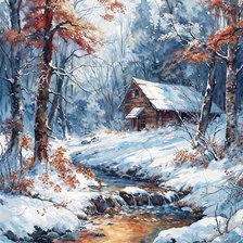 Схема вышивки «Зимняя избушка»