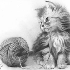 Схема вышивки «КОТЁНОК С КЛУБКОМ»