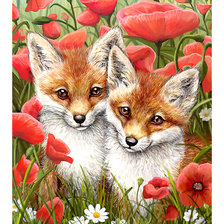 Схема вышивки «Лисята»