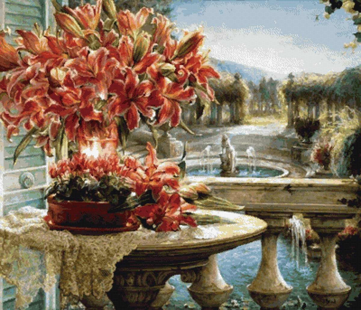 Худ. Хелен Беланд - хелен беланд, букет, лилии - предпросмотр