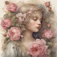 Схема вышивки «Pink flower girl»