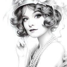 Схема вышивки «ретро девушка в шляпе»