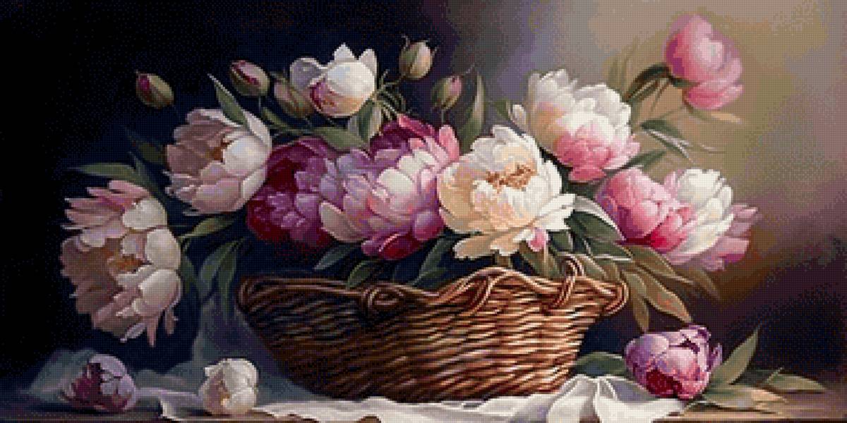 Букет в корзине - цветы - предпросмотр