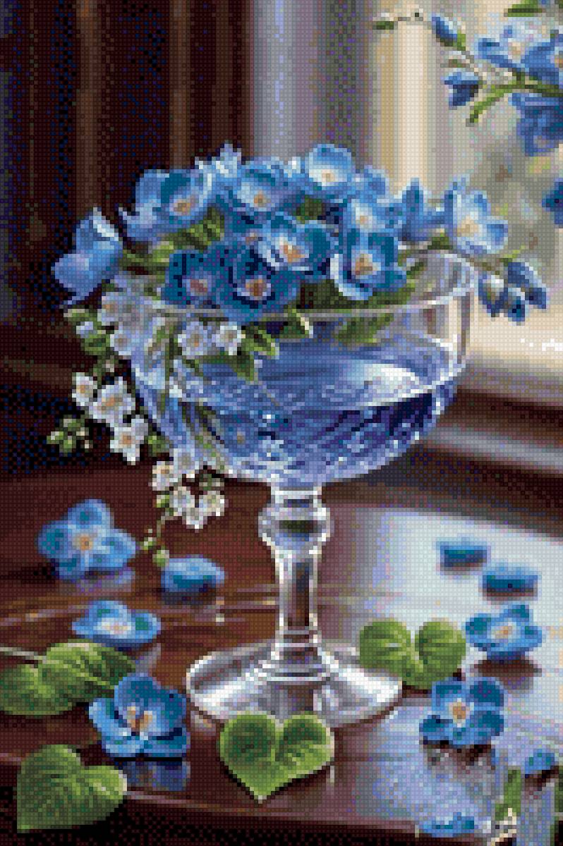 Незабудки - незабудки в вазе, цветы, нежность, хрусталь - предпросмотр