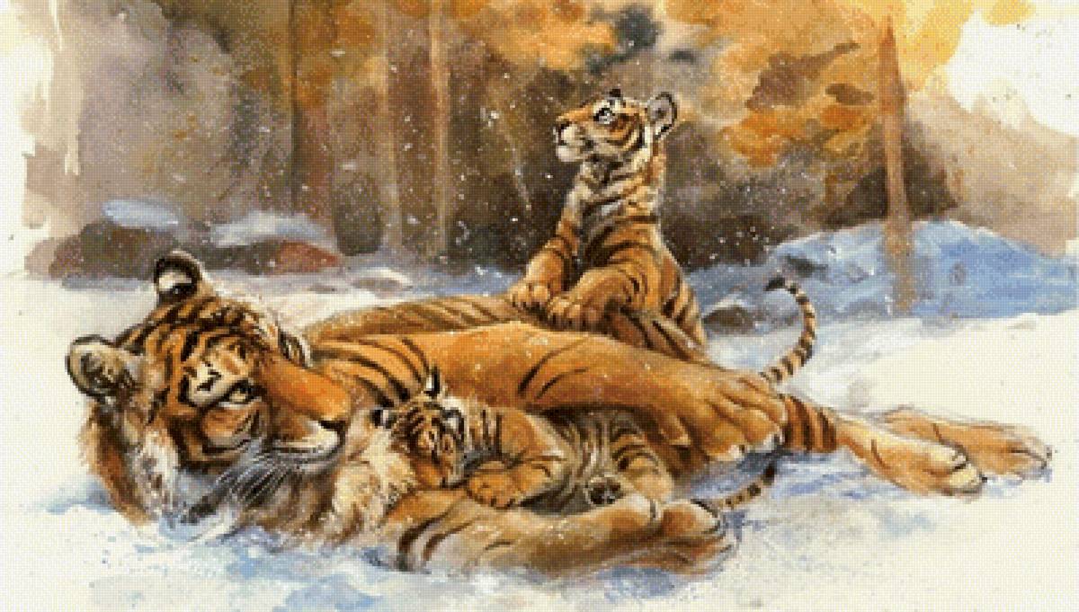 Тигриное симейство - животные природа - предпросмотр