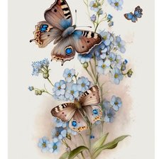 Схема вышивки «Незабудки,бабочки»