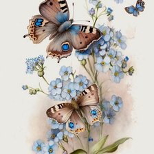 Схема вышивки «Незабудки и бабочки»