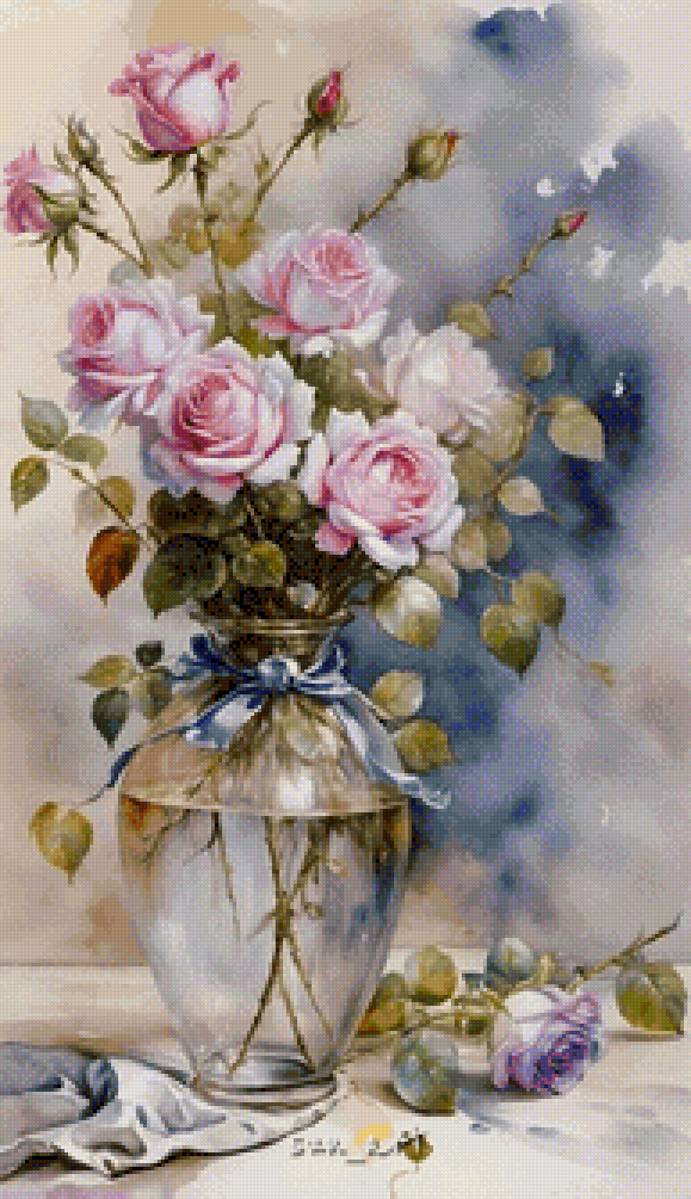 Букет роз - цветы, розы, ваза, букет - предпросмотр