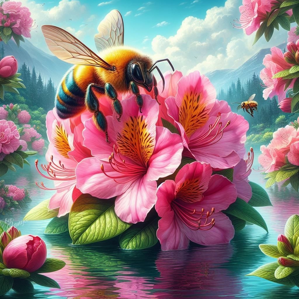 Пчёлки - пейзаж - оригинал