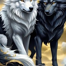 Схема вышивки «Пара волков»