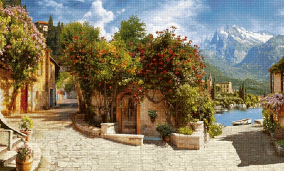 Италия - горы, италия, море, морской пейзаж - предпросмотр