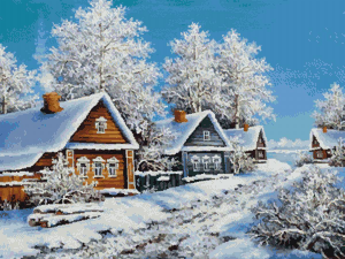 Зима в деревне - зима, снег, деревня - предпросмотр