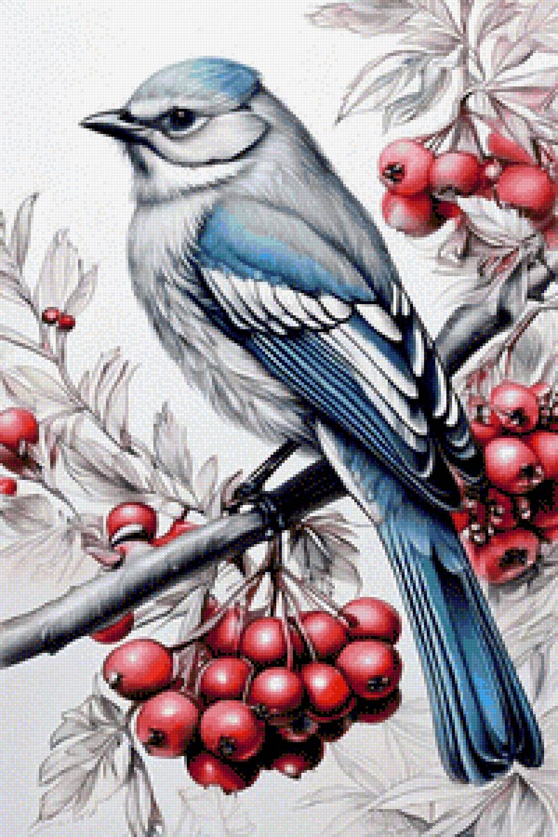 Птица - ягоды, птица - предпросмотр