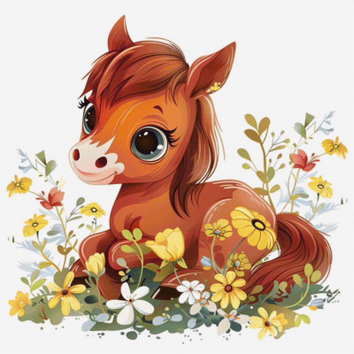 Cute Spring Animals - Horse - animal, cute, spring, horse - предпросмотр