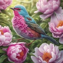 Схема вышивки «Пионовая птичка»