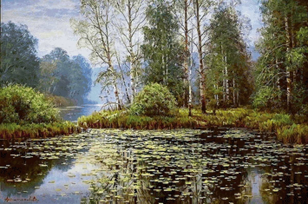 Лесное озеро - пейзаж - предпросмотр