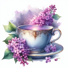 Сирень,чашка чая 1